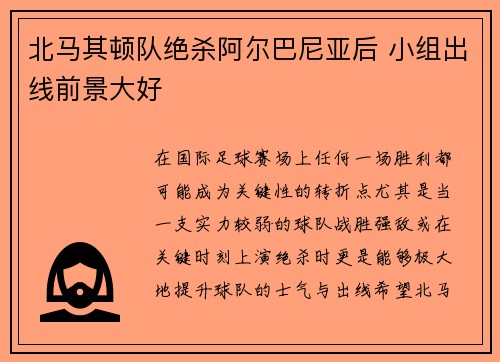 北马其顿队绝杀阿尔巴尼亚后 小组出线前景大好